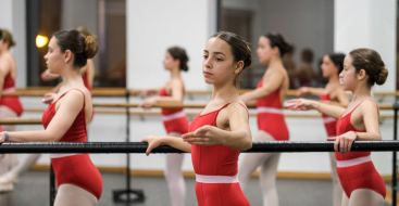 Alunos em exercício de Dança Clássica